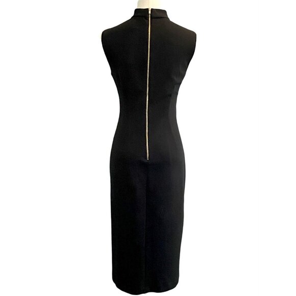 Calvin Klein Sleeveless V-Neck Choker Obsidian Black Knit Sheath Dress Size 8 - Picture 4 of 7